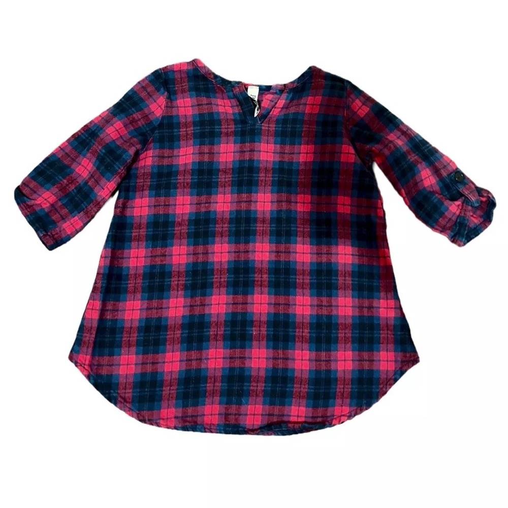 Pomelo Red And Blue Plaid tunic 3T‎ 100% Cotton Soft Comfortable Cute Shirt Top